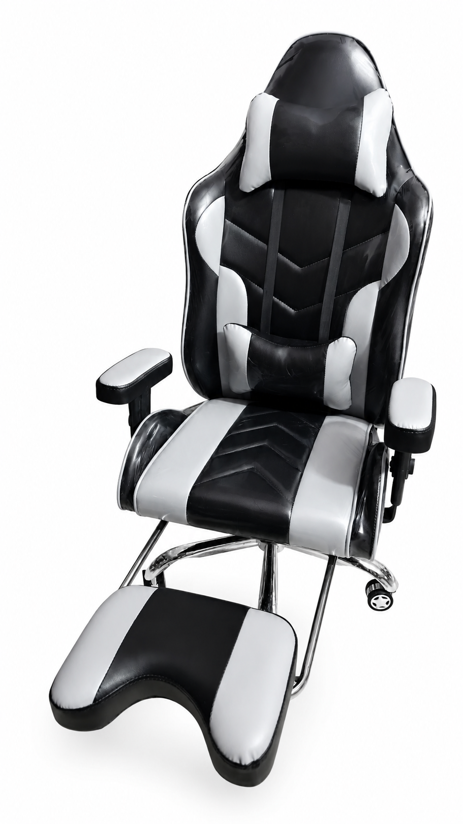 Premium Ergonomic Gaming & Office Chair with Retractable Footrest – Black & Grey