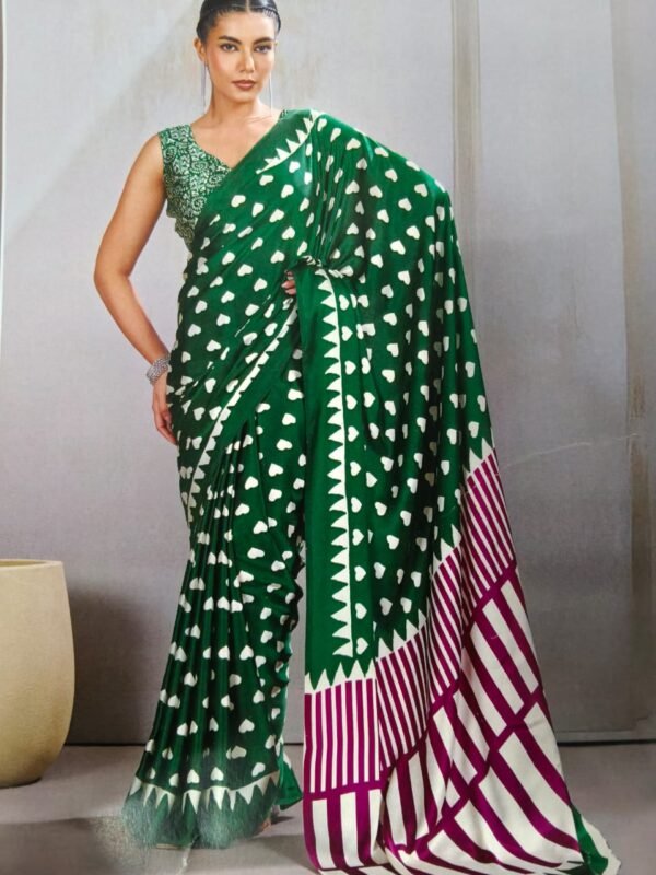 Elegant Pure Handcrafted Ajrakh Modal Silk Saree