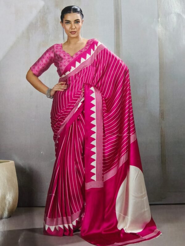 Elegant Pure Handcrafted Ajrakh Modal Silk Saree for Ethnic Wear online India