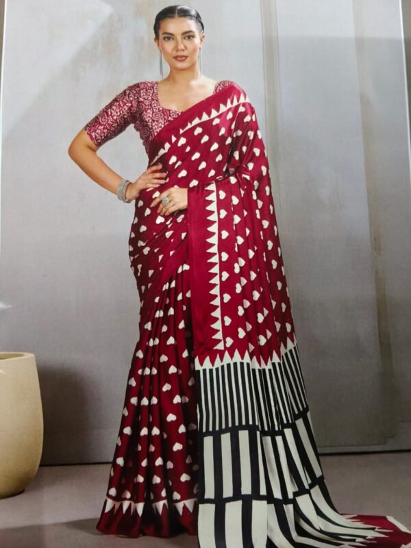 Elegant Pure Handcrafted Ajrakh Modal Silk Saree for Ethnic Wear online India