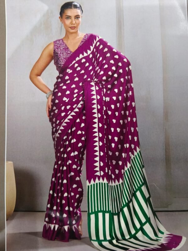 Elegant Pure Handcrafted Ajrakh Modal Silk Saree for Ethnic Wear online India