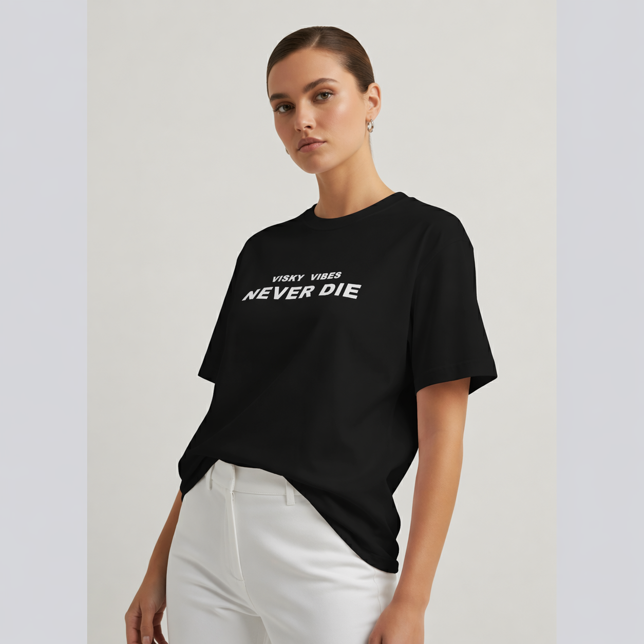 Never Die Vibes oversized Visky Tee for Top Wear online India