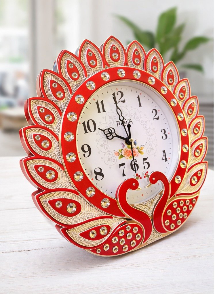 Elegant Couple Peacock Designed Wall Clock