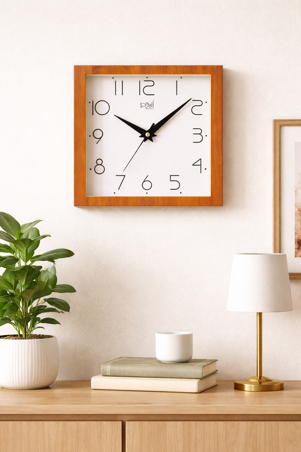 Classic Wooden Finish Square Wall Clock