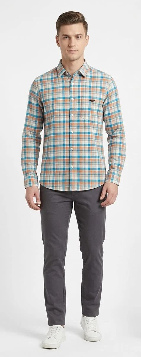Men's Multi-Color Checkered Casual Shirt – Full Sleeve Regular Fit